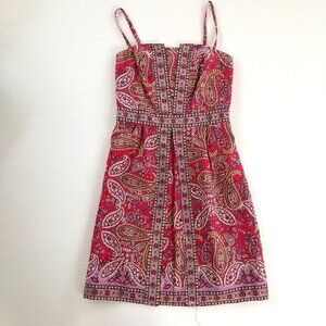 Beth Bowley Sundress Size 2 Red Paisley Cotton/Silk